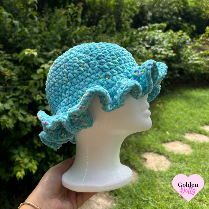 Crochet Velvet Ruffle Hat